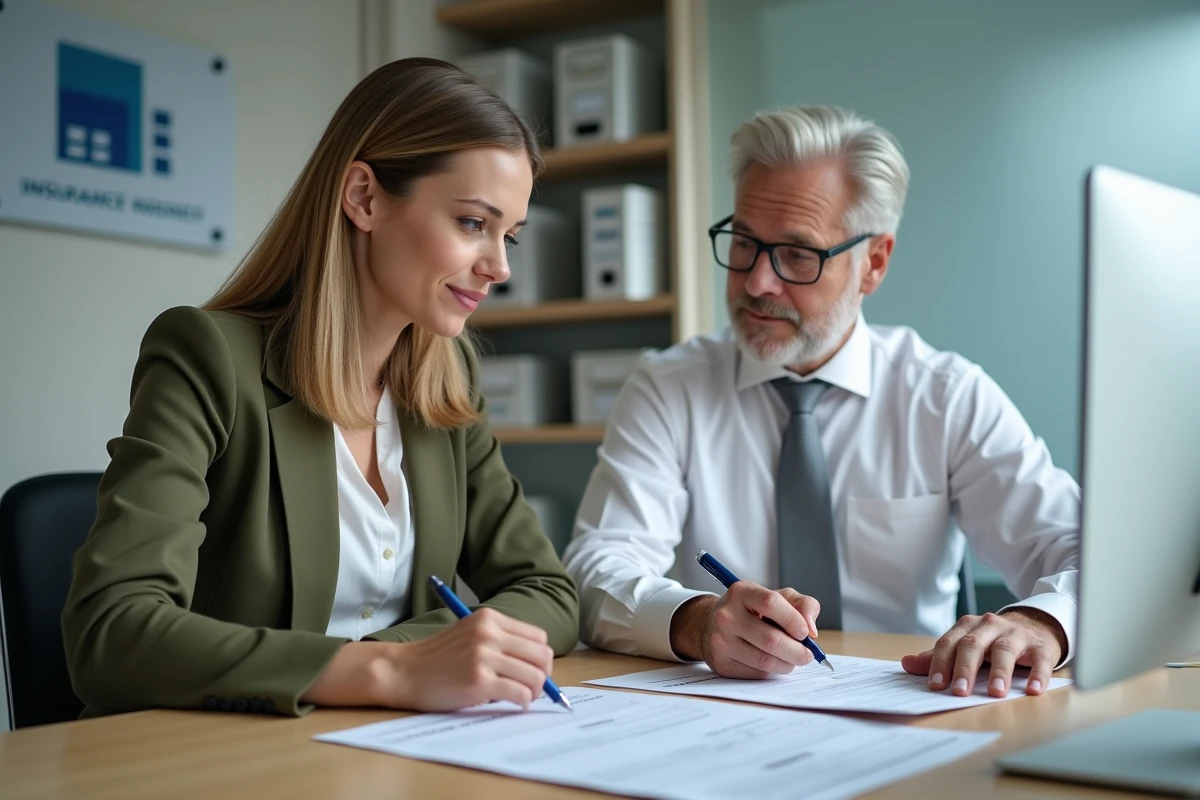 Femme en rendez-vous avec un conseiller en assurance pour déclarer un conducteur occasionnel sur son contrat auto