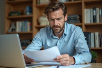 Homme consultant ses documents d'assurance auto pour réduire son malus