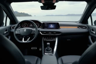 Tableau de bord de la nouvelle Peugeot 308 avec i-Cockpit, écran tactile central et instrumentation numérique moderne