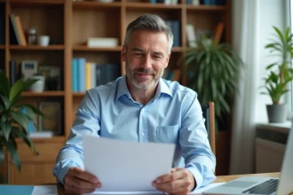 Homme consultant un document officiel de permis de conduire pour récupérer ses points après 10 ans
