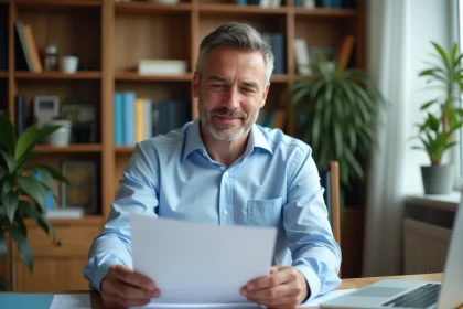 Homme consultant un document officiel de permis de conduire pour récupérer ses points après 10 ans