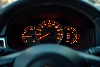 Plusieurs voyants du tableau de bord d'une voiture allumés en orange et rouge, dont le témoin moteur et la pression d'huile